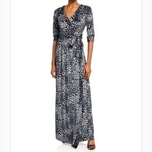 🅽🅴🆆 Melissa Masse Leopard Crushed Knit Velvet Long Wrap Dress, 1x